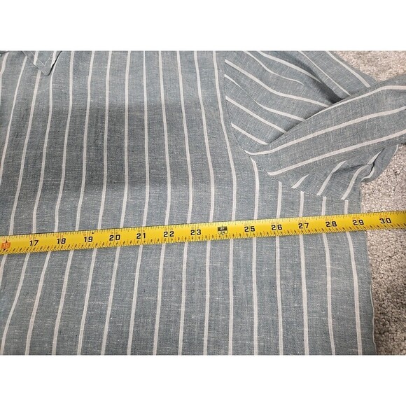 Lane Bryant Button Up Long Sleeve Shirt Striped Linen Cotton Green Women’s 22/24 - Picture 7 of 10